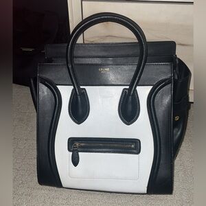 Classic Black & White Structured Tote Bag (Céline-Inspired)